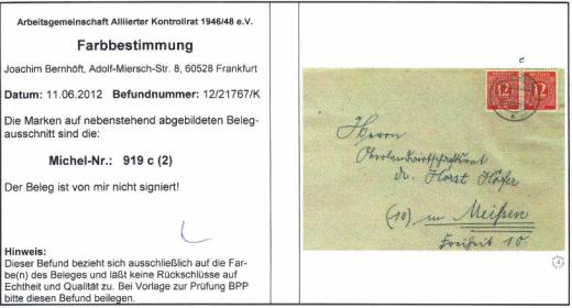 919c MeF Fernbrief WURZEN, Befund ArGe !!!