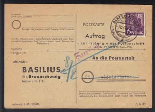 Postanschriftenprüfung mit EF Nr. 944 !!!RRR