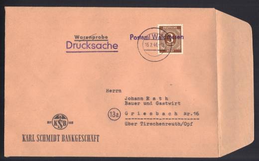 Frühverwendung Nr. 913 EF auf Drucksache 1. Gewichtsstufe, WALDSESSEN 15.2.46