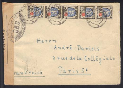 Zensurbrief franz. Zone F-12/F-102 mit MeF Nr. 7 SCHWENNINGEN 4.4.46 - Paris!! Früh RRR
