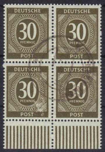 928b 4er W UR Vollstempel !!! Zahnlochausfall rechts!