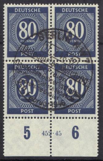 935a HAN 452.45, 4er-Block Vollstempel BERLIN 11.2.46