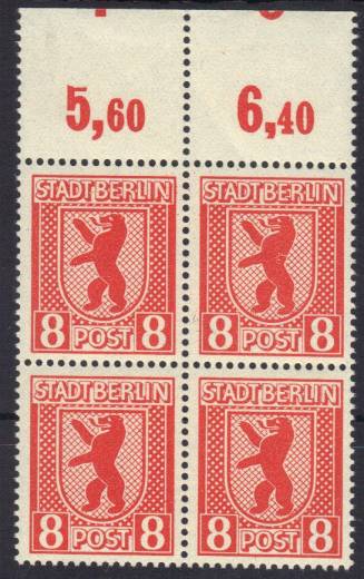SBZ Nr. 3 A 4er P OR dgz Verschnitt + PF VIII + F08 !!RR