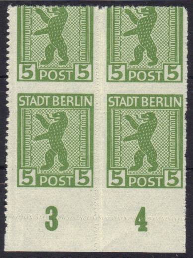 SBZ Nr. 1AB 4er P UR + F 94 Totalverzähnung !!RRR
