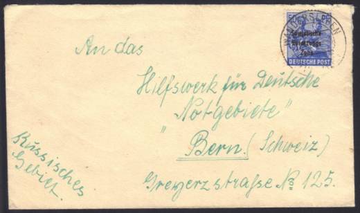 SBZ Auslandsbrief - Schweiz All. Ausg. Nr. 194 EF Wandersleben 18.10.48