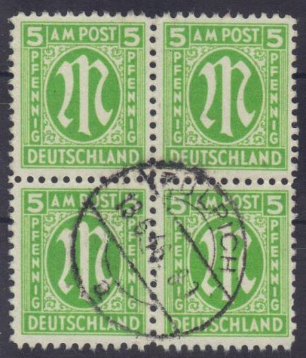 Bizone Nr. 18 A 4er-Block Vollstempel ZÜLPICH