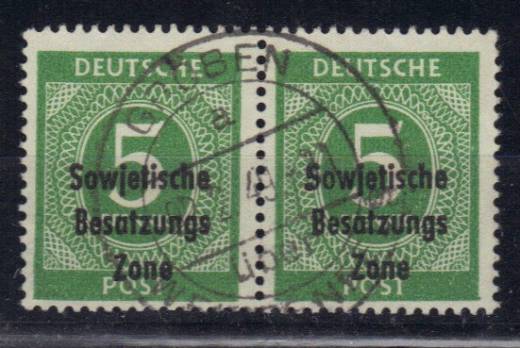 SBZ Nr. 207b waag. Paar Vollstempel, gepr. Paul BPP