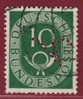 BRD Nr. 128 mit Firmenlochung / Perfin V`