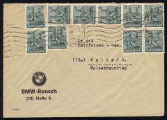 949b (10) auf 10-fach BMW-Brief Halle 1948 !!