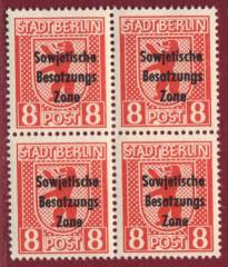SBZ Nr. 202 A m. Aufdruckabklatsch 4er-Block