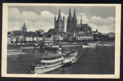 Schifffahrts-AK Raddampfer Köln, Dom 1943, Werbestempel Vollkornbrot