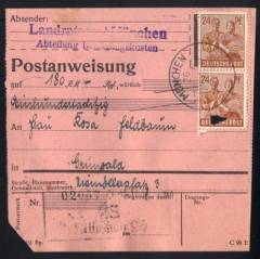 Inlands-Postanweisung 4. Portostufe MÜNCHEN 31.10.47 !!!RRR