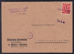 Februarverwendung Nr. 919 F EF Notstempel Winkel (Rheingau)