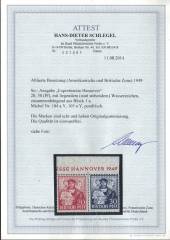 Bizone Nr. 104 / 105 Y ZD aus Block 1!!!, Attest Schlegel BPP