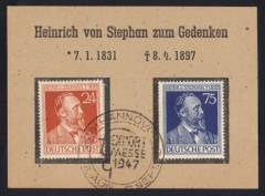 Gedenkkarte Heinrich v. Stephan der Expo-Hannover 1947