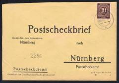 918a EF auf Postscheckbrief Nürnberg 26.11.47