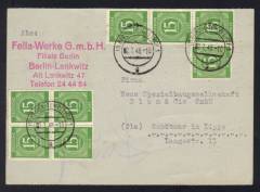 MeF Nr.922 (8) auf Fernpostkarte 10-fach Berlin / Berlin 2.7.48
