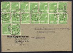 MeF Nr.946a (16) m. PF II auf Ortsbrief 1.GS 10-fach Ost / Magdeburg 5.7.48