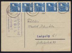 MeF Nr.950 (5) auf Ortspostkarte 10-fach Ost / Leipzig 27.7.48