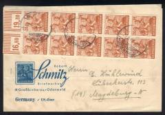 MeF Nr.951 (10) W OR a. illustr. Firmenfaltbrief-Fern 1.GS 10-fach West / DR-Altstempel Großbieberau 22.6.48