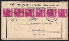 MeF Nr.954 (6) auf Firmenfernbrief 1.GS 10-fach West Ersttag erste Leereung / Celle 21.6.48 10 Uhr