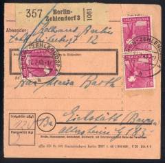 MeF Nr.954 (3) auf Paketkarte für ein Paket 2 Kg - 4. / Berlin 17.2.48 Zone 