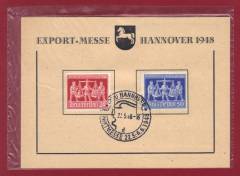 FDC Sonderkarte 969-970 EXPO Hannover 1948 im original Messeblister!!!
