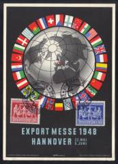 FDC Gedenkblatt Globus Kennb. f  969-970 EXPO Hannover 1948