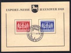 970a PF II a. FDC Sonderkarte Kennbuchst. d 969-970 EXPO Hannover 1948
