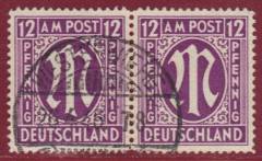 Bizone Paar Nr. 15a Az gepr. BPP Vollstempel WESTERWIEHE
