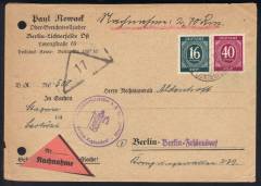 Nachnahme, Ziffern Ortsbrief BERLIN 9.3.47