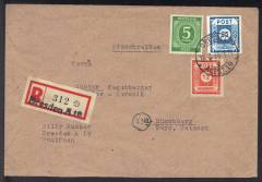 Frühverwendung: Reco-Fernbrief mit Nr. 915b, DRESDEN - MÜNCHBERG 16.02.46