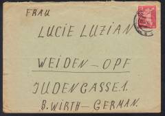 Bärenverwendung außerhalb Berlins: Fernbrief COTTBUS 27.12.45 - Weiden