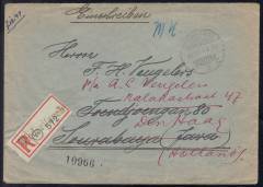 Frühes SBZ / DDR Auslandseinschreiben WIEDERITZSCH b, 2.4.49 nach JAVA (Indonesien) weitergeleitet nach Holland