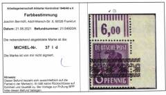 Bizone Nr. 37 I d W OR, Befund ArGe Bernhöft !!!RRR