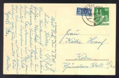Notopfer Berlin Nr. 2 IZ auf AK- Bad Orb 01.08.49