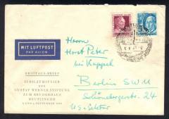 Franz. Zone Württb. Nr. 48 + 30 a. Luftpostbrief REUTLINGEN - BERLIN 3.9.49 !!! Ersttag! RRR