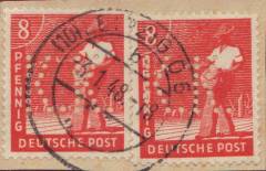 945a im Paar mit Firmenlochung / Perfin K.K. LEIPZIG 3.1.48