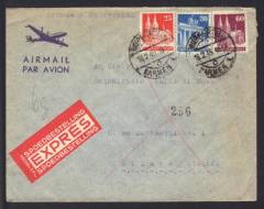Luftpost-Eilboten-Leichtbrief Europa 1949 Wuppertal - Mailand mit Bizone Bauten wg