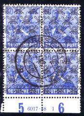 Bizone Nr. 48 II HAN 4er-Block 6017.48-2, Vollstempel ROSENHEIM 3.7.48