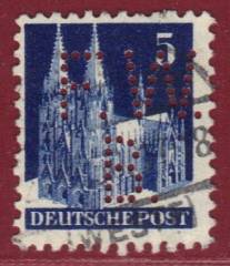 Bizone Nr. 75wg mit Firmenlochung / Perfin F.W.B. (F.W.Becker Buchbinderei & Verlag) Vollstempel ARNSBERG (Westfalen)!!!RRR