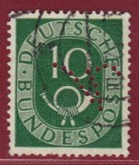 BRD Nr. 128 mit Firmenlochung / Perfin V`